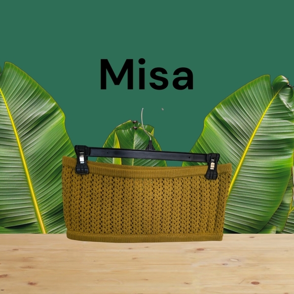 Misa Los Angeles Tops - Misa Mustard Yellow Crochet Top NWT